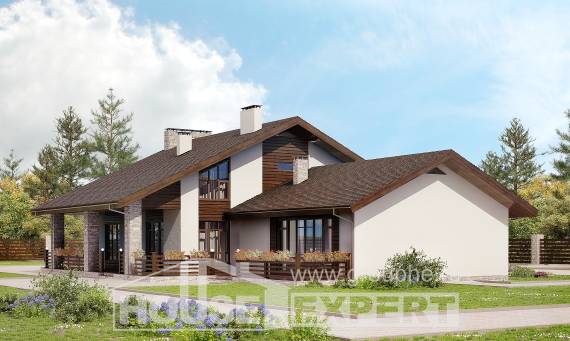 480-001-Л Проект двухэтажного дома с мансардой, просторный дом из бризолита, Петропавловск