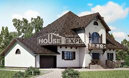 350-001-Л Проект двухэтажного дома мансардой, гараж, большой домик из теплоблока Экибастуз, House Expert