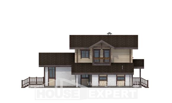 190-004-П Проект двухэтажного дома с мансардным этажом, гараж, средний коттедж из арболита из бревен Семей, House Expert