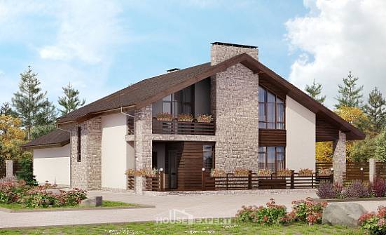 480-001-Л Проект двухэтажного дома с мансардой, красивый домик из газосиликатных блоков, Караганда