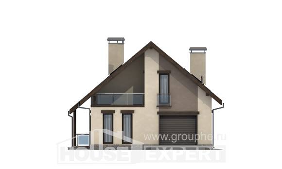 185-005-Л Проект двухэтажного дома мансардой и гаражом, средний загородный дом из бризолита, Талдыкорган