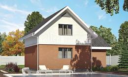 120-002-Л Проект двухэтажного дома с мансардным этажом, гараж, небольшой загородный дом из блока, Тараз