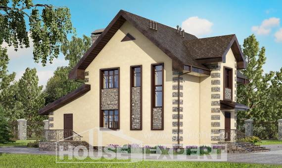 160-004-П Проект двухэтажного дома, гараж, современный коттедж из теплоблока Кызылорда, House Expert
