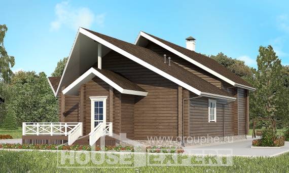 210-002-Л Проект двухэтажного дома с мансардой, просторный коттедж из дерева Рудный, House Expert