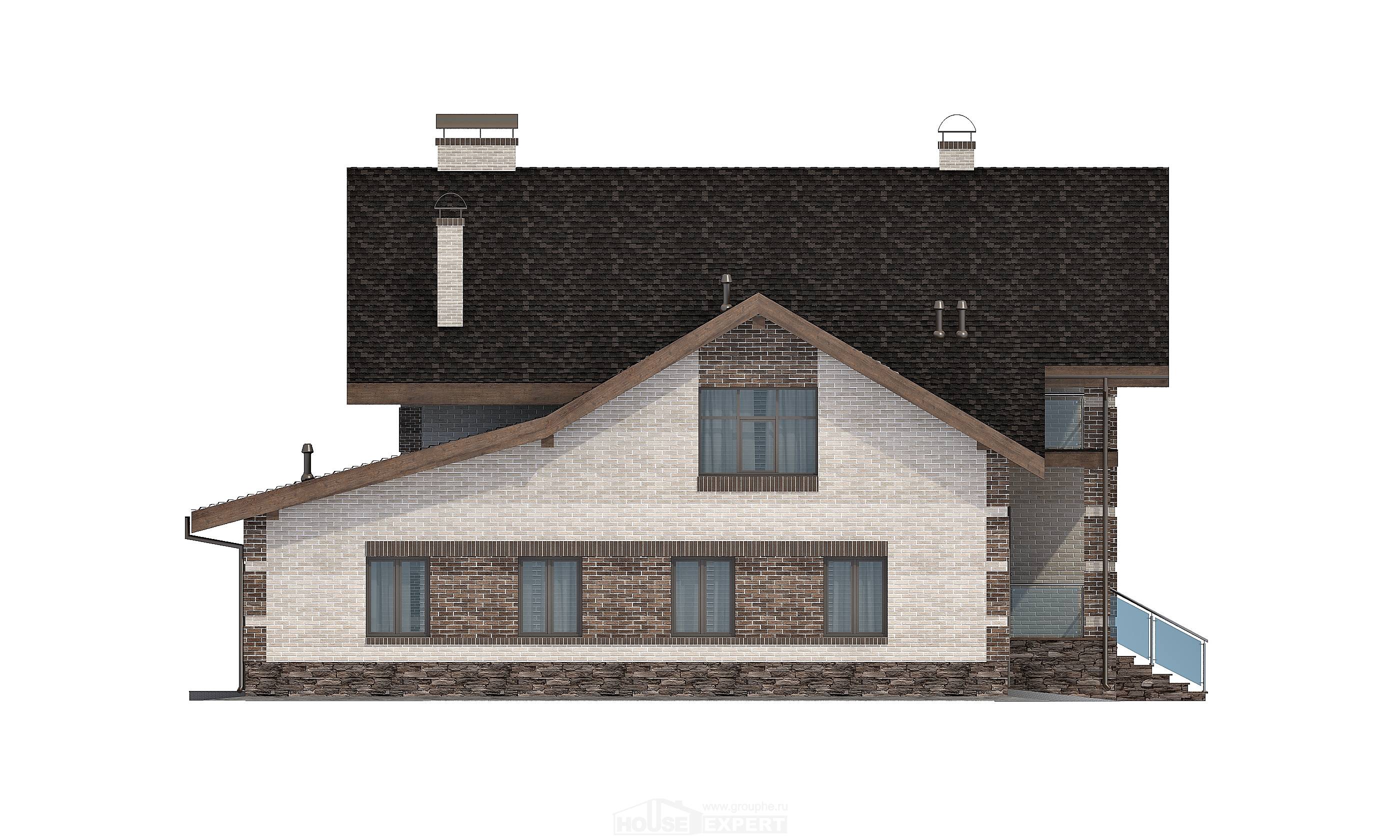 245-005-П Проект двухэтажного дома мансардой, гараж, просторный домик из газосиликатных блоков, House Expert
