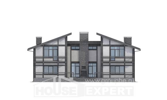 280-002-П Проект двухэтажного дома с мансардой, небольшой коттедж из кирпича Актау, House Expert