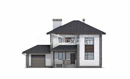 185-004-Л Проект двухэтажного дома и гаражом, красивый загородный дом из газобетона Актобе, House Expert