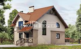 120-003-Л Проект двухэтажного дома с мансардой, доступный загородный дом из теплоблока Кызылорда, House Expert