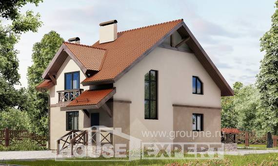 120-003-Л Проект двухэтажного дома с мансардой, доступный загородный дом из теплоблока Кызылорда, House Expert