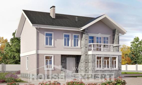 170-008-П Проект двухэтажного дома, скромный загородный дом из блока, Петропавловск