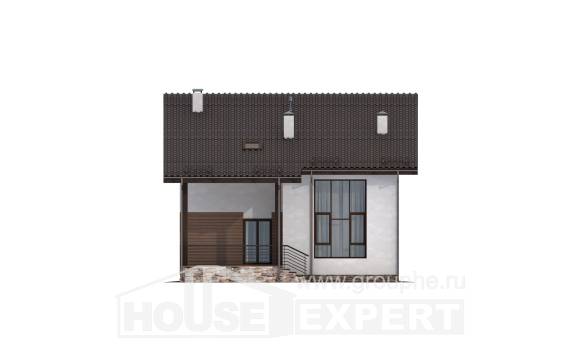 140-005-П Проект двухэтажного дома мансардой, бюджетный дом из бризолита, House Expert