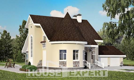 275-001-Л Проект двухэтажного дома мансардный этаж и гаражом, современный домик из кирпича Кызылорда, House Expert