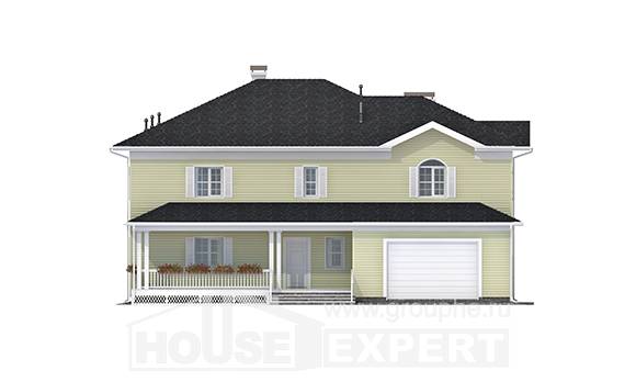 410-002-Л Проект двухэтажного дома, гараж, просторный дом из твинблока, House Expert