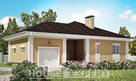 130-002-Л Проект одноэтажного дома, гараж, небольшой загородный дом из твинблока, Караганда