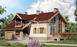 165-002-П Проект двухэтажного дома, гараж, бюджетный загородный дом из блока, Экибастуз