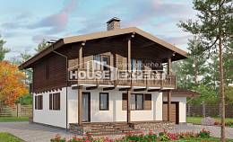 180-018-Л Проект двухэтажного дома с мансардой и гаражом, бюджетный коттедж из блока, Усть-Каменогорск