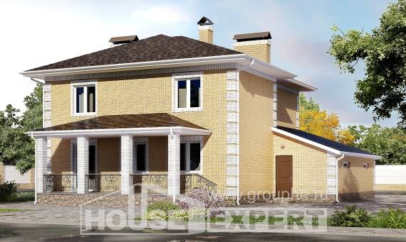 220-006-Л Проект двухэтажного дома и гаражом, современный дом из блока Семей, House Expert