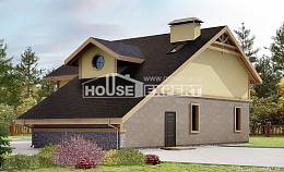 180-011-П Проект двухэтажного дома мансардный этаж и гаражом, скромный домик из арболита, Тараз