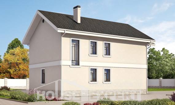 170-008-Л Проект двухэтажного дома, скромный домик из твинблока, House Expert
