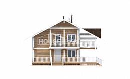 130-001-П Проект двухэтажного дома с мансардой, уютный коттедж из бревен, Экибастуз