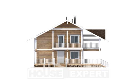 130-001-П Проект двухэтажного дома с мансардным этажом, компактный дом из дерева Жанаозен, House Expert
