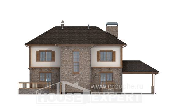 155-006-Л Проект двухэтажного дома и гаражом, простой коттедж из теплоблока Караганда, House Expert