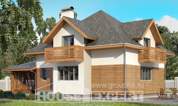 155-004-П Проект двухэтажного дома с мансардой, гараж, бюджетный дом из пеноблока, Нур-Султан