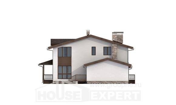 220-001-П Проект двухэтажного дома с мансардным этажом, гараж, классический загородный дом из блока Кокшетау, House Expert