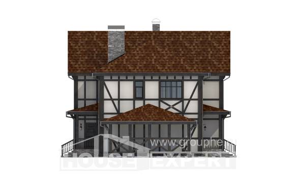 180-004-Л Проект двухэтажного дома с мансардой и гаражом, просторный домик из кирпича, Рудный