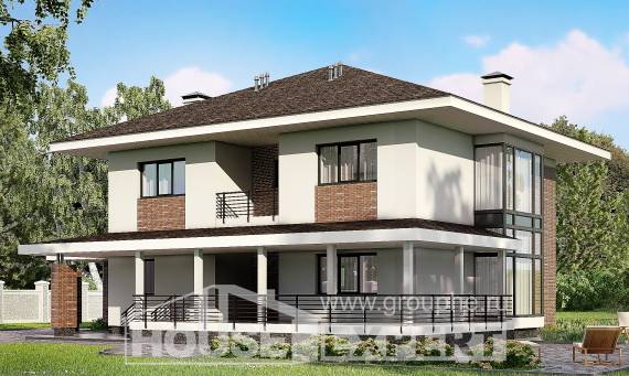 275-002-П Проект двухэтажного дома и гаражом, огромный загородный дом из кирпича Костанай, House Expert