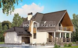 150-001-Л Проект двухэтажного дома с мансардой, гараж, современный коттедж из теплоблока, House Expert