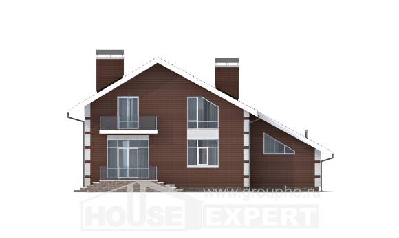 180-001-Л Проект двухэтажного дома с мансардой и гаражом, бюджетный домик из поризованных блоков, Кызылорда
