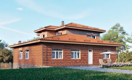 380-002-Л Проект трехэтажного дома и гаражом, красивый дом из кирпича, Талдыкорган