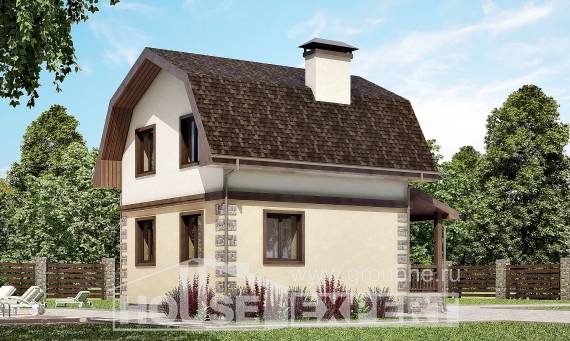 070-004-П Проект двухэтажного дома с мансардой, скромный коттедж из поризованных блоков, Экибастуз