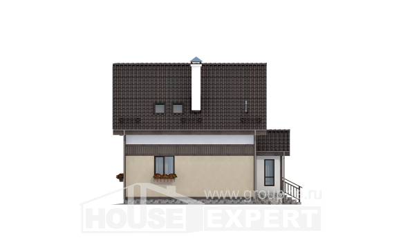 105-001-П Проект двухэтажного дома мансардный этаж, скромный коттедж из арболита, Семей