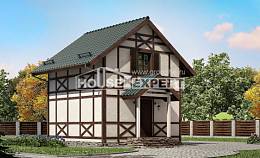 060-002-П Проект двухэтажного дома мансардой, уютный домик из бревен, Тараз
