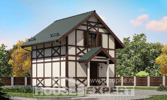 060-002-П Проект двухэтажного дома мансардой, уютный домик из бревен, Тараз