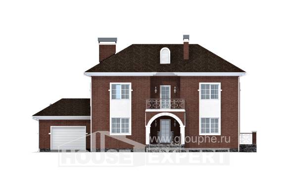 180-006-Л Проект двухэтажного дома и гаражом, классический дом из кирпича, Алма-Ата