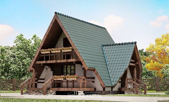 070-003-П Проект двухэтажного дома с мансардой, эконом дом из дерева, Кызылорда
