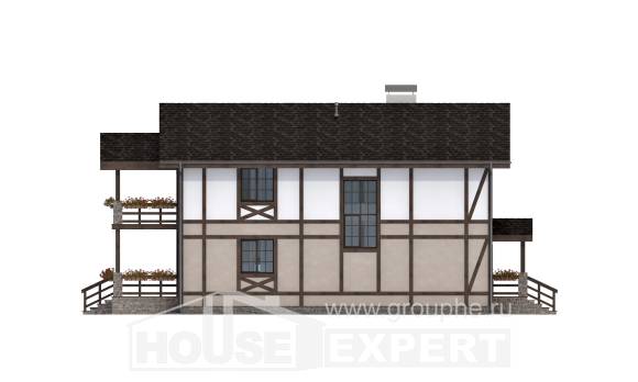 250-002-П Проект двухэтажного дома с мансардой, гараж, красивый коттедж из кирпича Астана, House Expert