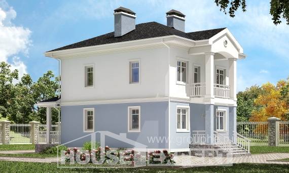 120-001-П Проект двухэтажного дома, простой коттедж из арболита Уральск, House Expert