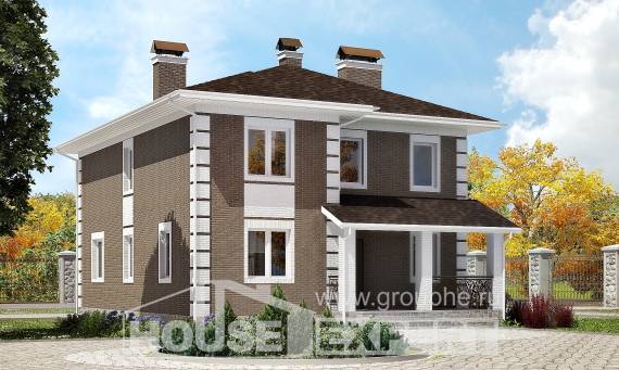 185-002-П Проект двухэтажного дома, классический загородный дом из бризолита Уральск, House Expert