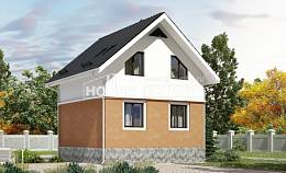 100-005-Л Проект двухэтажного дома мансардный этаж, небольшой загородный дом из арболита, House Expert