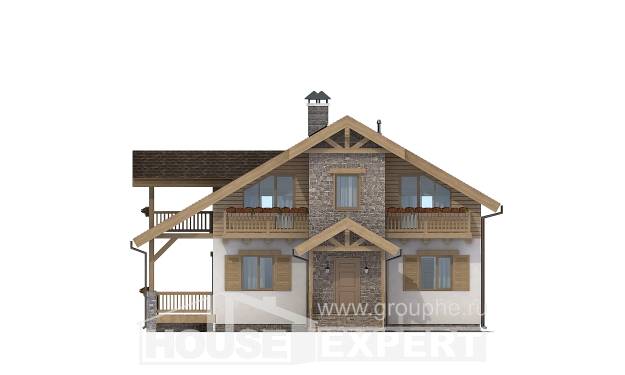 150-004-П Проект двухэтажного дома с мансардным этажом, небольшой загородный дом из пеноблока, Талдыкорган