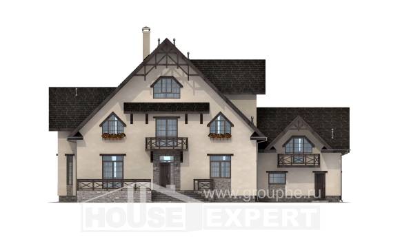 435-002-П Проект трехэтажного дома с мансардным этажом и гаражом, огромный домик из блока, House Expert