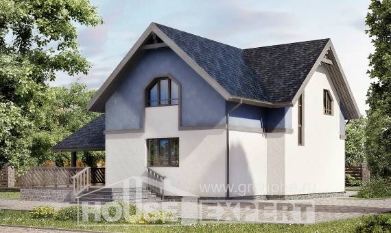 150-011-П Проект двухэтажного дома с мансардой и гаражом, красивый домик из пеноблока, House Expert