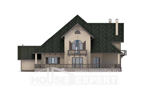 350-001-П Проект двухэтажного дома с мансардой и гаражом, большой домик из теплоблока, Семей