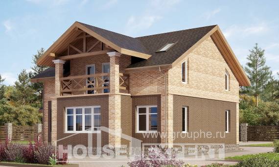 160-014-П Проект двухэтажного дома, бюджетный коттедж из пеноблока, Караганда