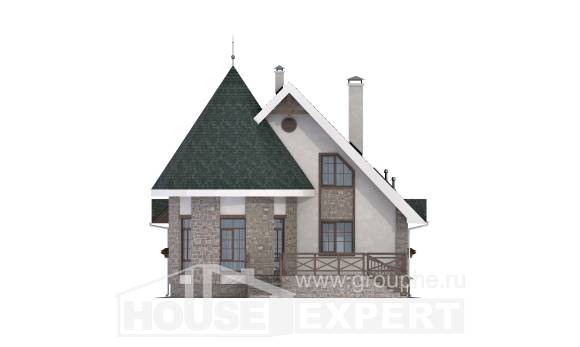 170-003-Л Проект двухэтажного дома с мансардным этажом, бюджетный домик из керамзитобетонных блоков, House Expert