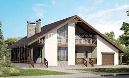 265-001-П Проект двухэтажного дома с мансардой и гаражом, большой коттедж из поризованных блоков Рудный, House Expert